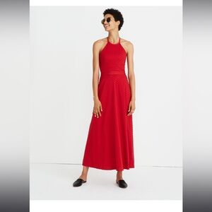Madewell Halter Tie-Back Midi Dress in Clipdot